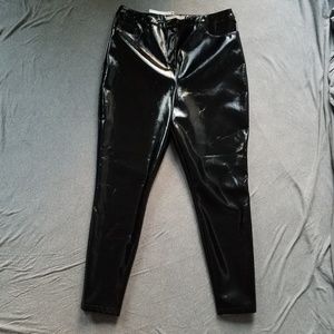 ASOS High Waisted Shiny Black Faux Leather Pants
